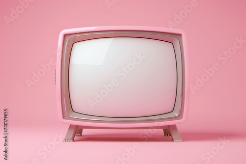 A retro pink television set stands out against a matching pink background, exuding a sense of nostalgia and vintage charm