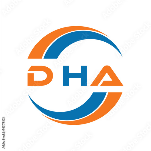 DHA letter design. DHA letter technology logo design on white background. DHA Monogram logo design for entrepreneur and business