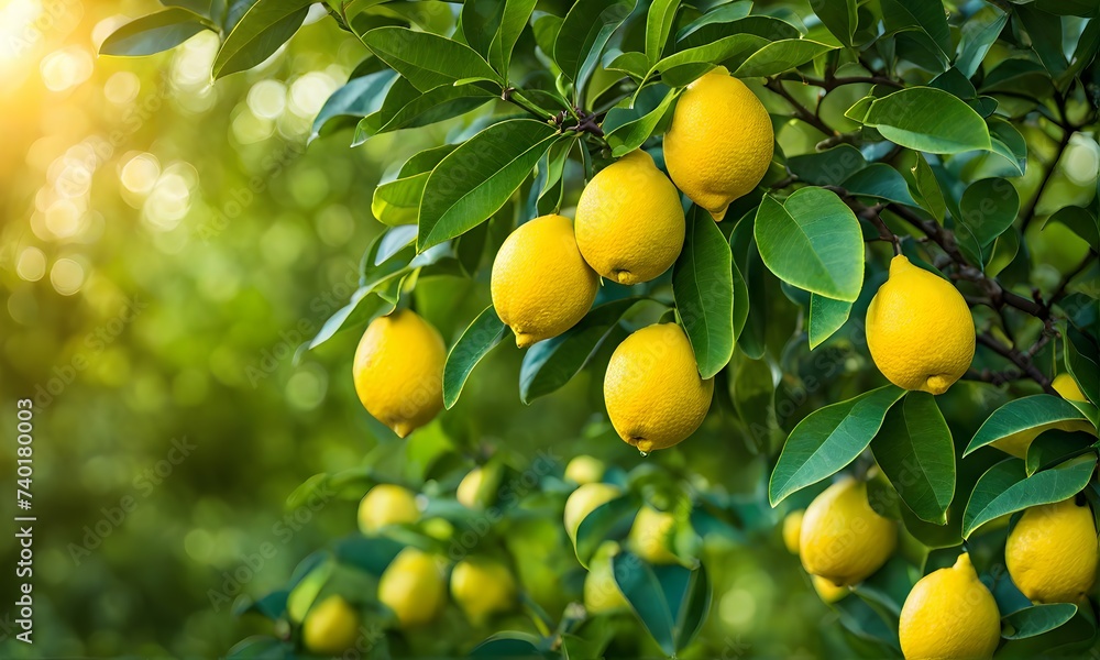 Lemon tree branches laden with bright yellow lemons Lemon tree branches laden with bright yellow lemons