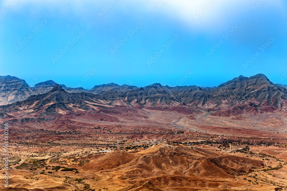 Mountain range near town of Mindelo, Island Sao Vicente, Cape Verde, Cabo Verde, Africa.