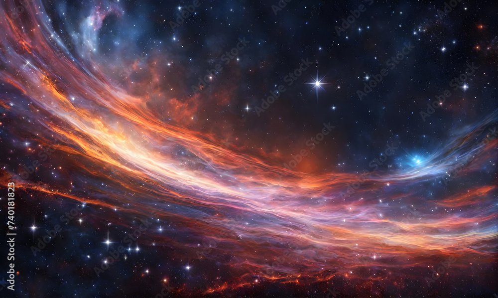 A sweeping view of the cosmos, stars streaking across the celestial void A sweeping view of the cosmos, stars streaking across the celestial void