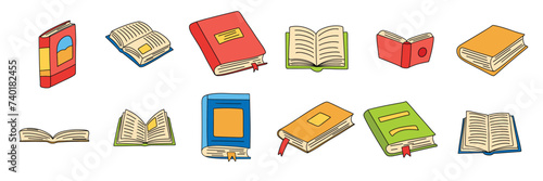 Collection of hand drawn books isolated on background. Hand draw vector art.