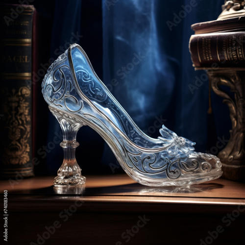 Cinderella's glass slipper on a shelf  photo