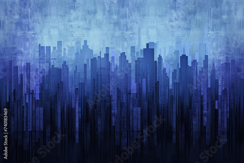 abstract depiction of a city skyline at night.