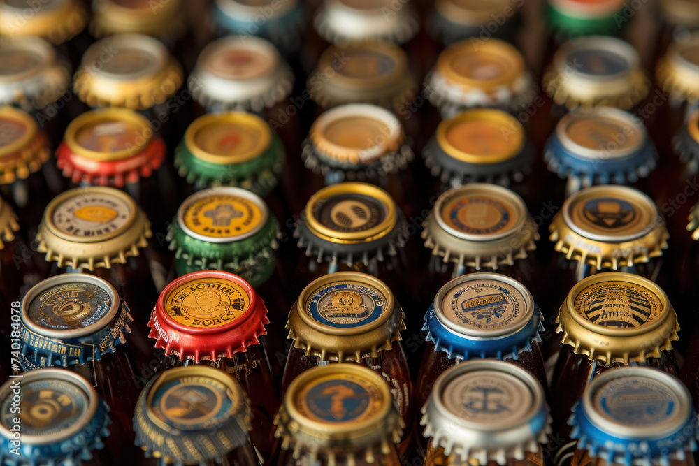 Fototapeta premium close-up of a beer cap collection.