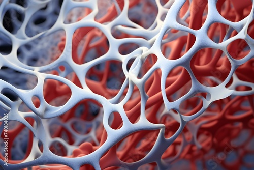 Closeup snapshot of alveoli demonstrates their crucial function in respiration. Concept Respiration, Alveoli, Anatomy, Microscopic, Lung Function photo