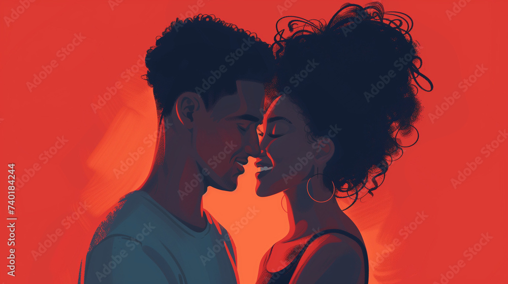 Black couple in a love scene