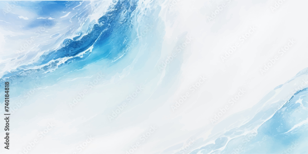Fototapeta premium abstract soft blue and white abstract water color ocean wave texture background .Fluid blue ocean wave layer Tsunami wave background in flat cartoon style. Big blue tropical water splash. 