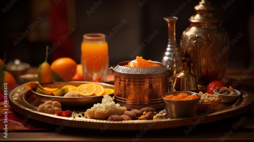 Plate of Food on a Wooden Table