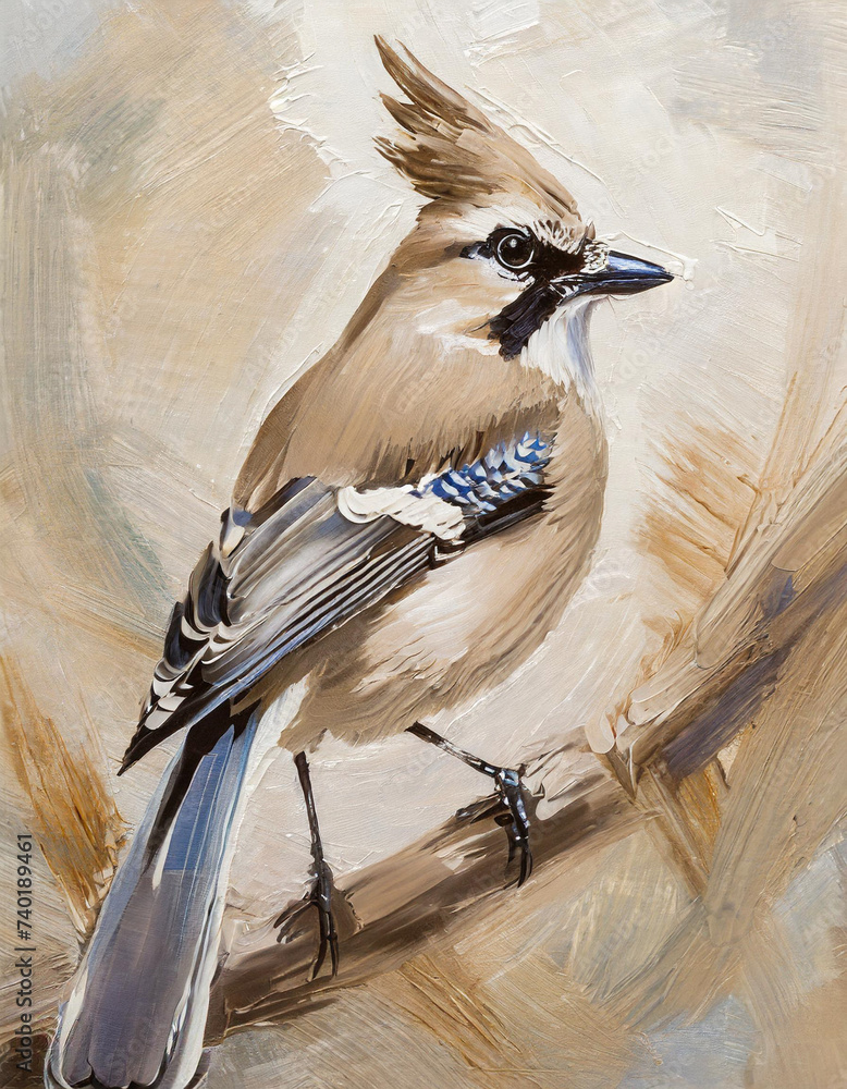 Fototapeta premium Jay bird abstract art painting