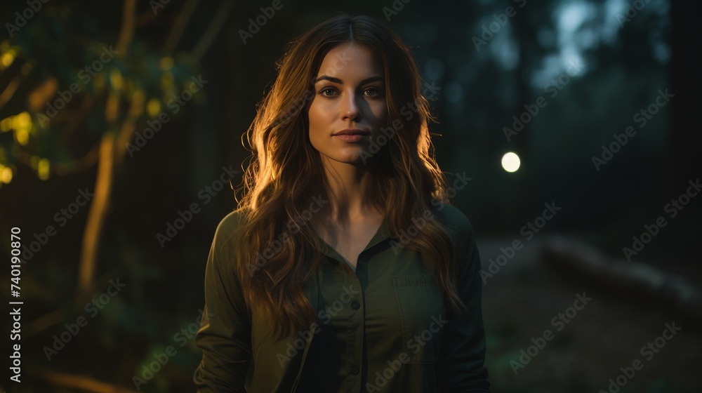 Woman Standing in Front of Tree Filled With Lights Woman Standing in Front of Tree Filled With Lights