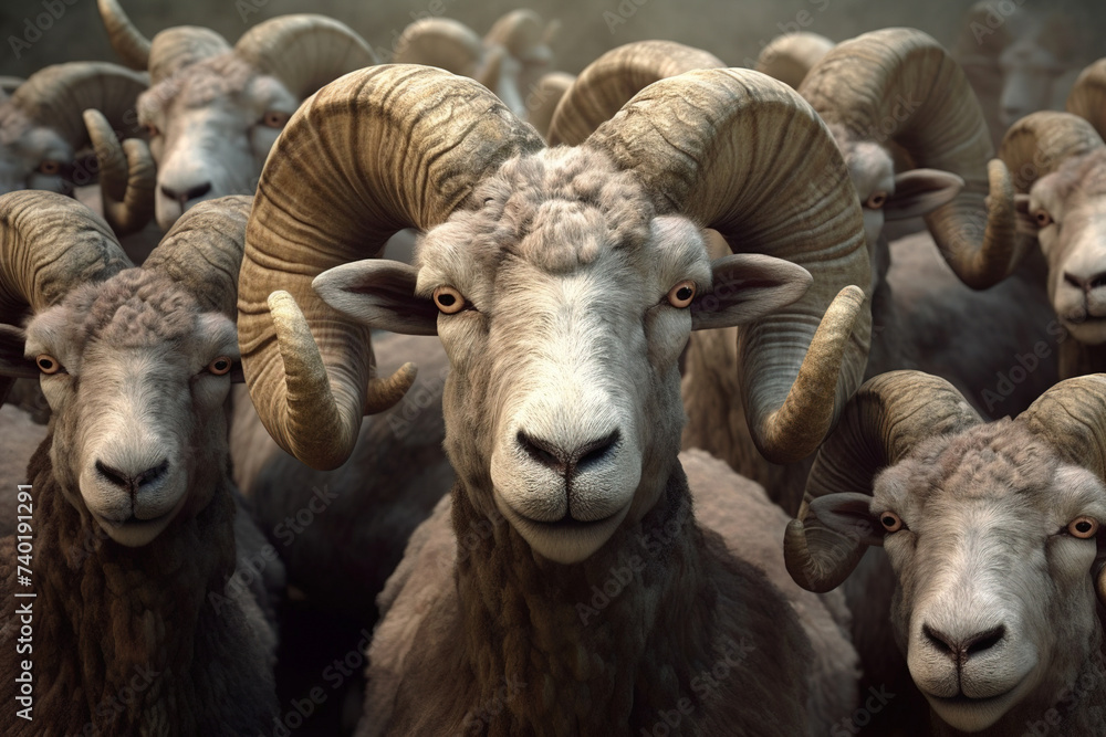 Obraz premium goat with big horns