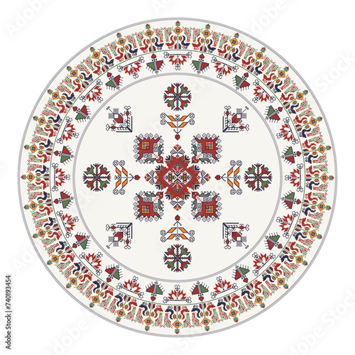 Traditional Bulgarian embroidery design element over white background