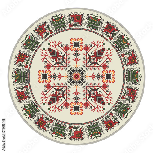 Traditional Bulgarian embroidery design element over white background