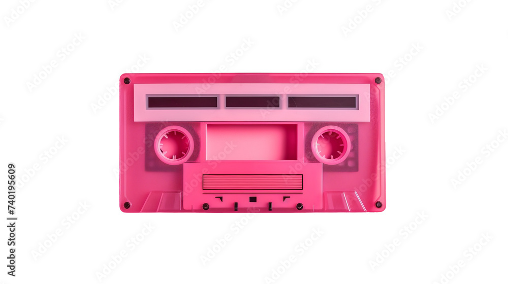 Obraz premium A vintage pink cassette tape recorder on a transparent background