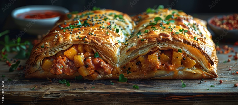 An enticing array of savory fast food dishes, bursting with vibrant colors and mouthwatering flavors, captured in an intimate indoor setting An enticing array of savory fast food dishes, bursting with vibrant colors and mouthwatering flavors, captured in an intimate indoor setting