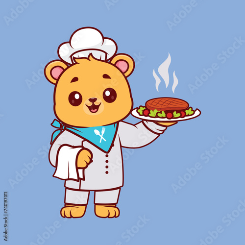 Cute chef logo, vector illustration 