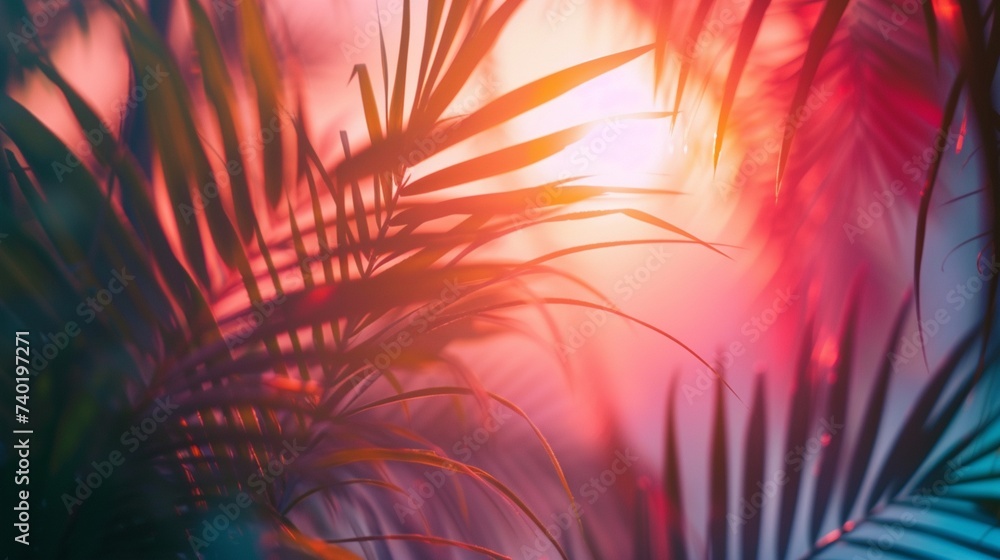 colorful palm silhouettes background