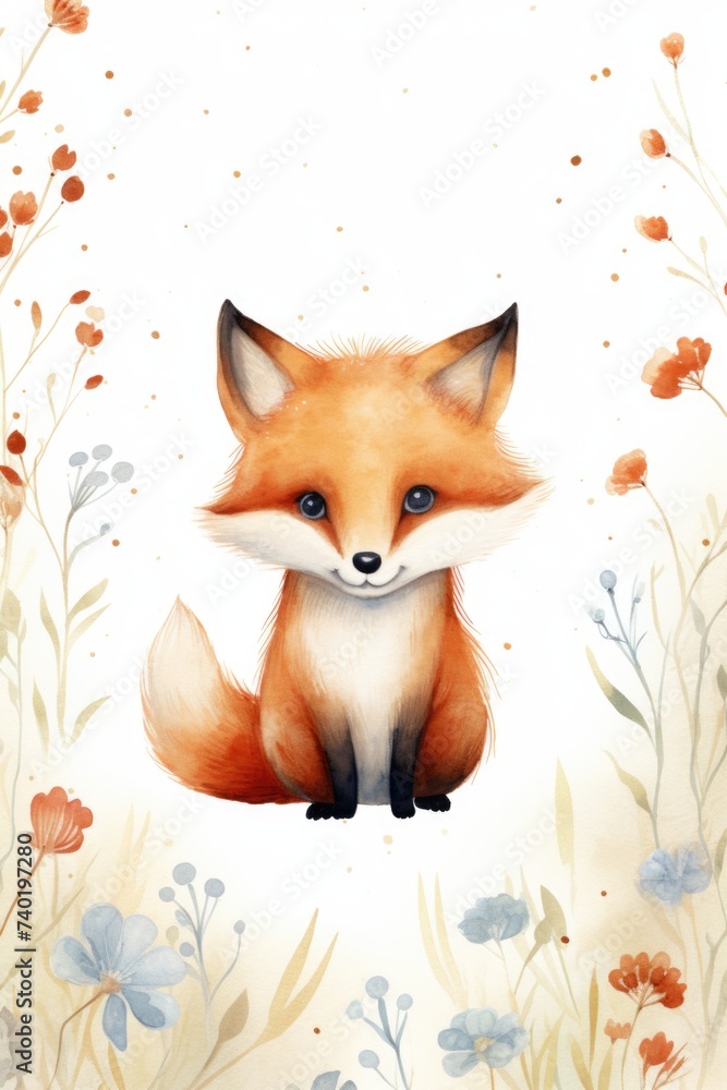 Fototapeta premium Watercolor fox