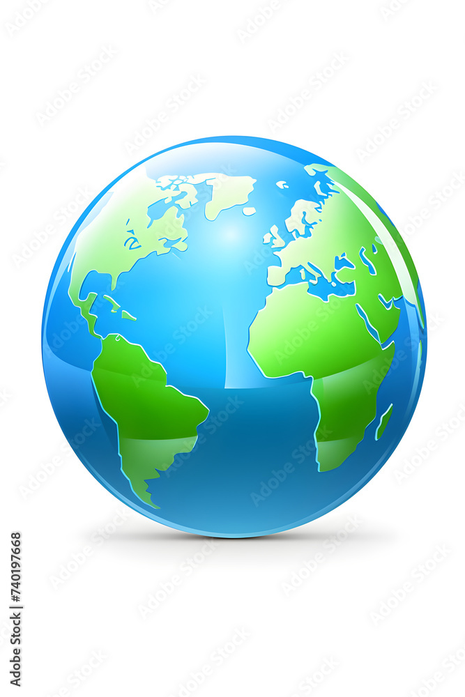Iconic Representation of the Earth - A Contemporary, Simplified Blue and Green Globe Icon