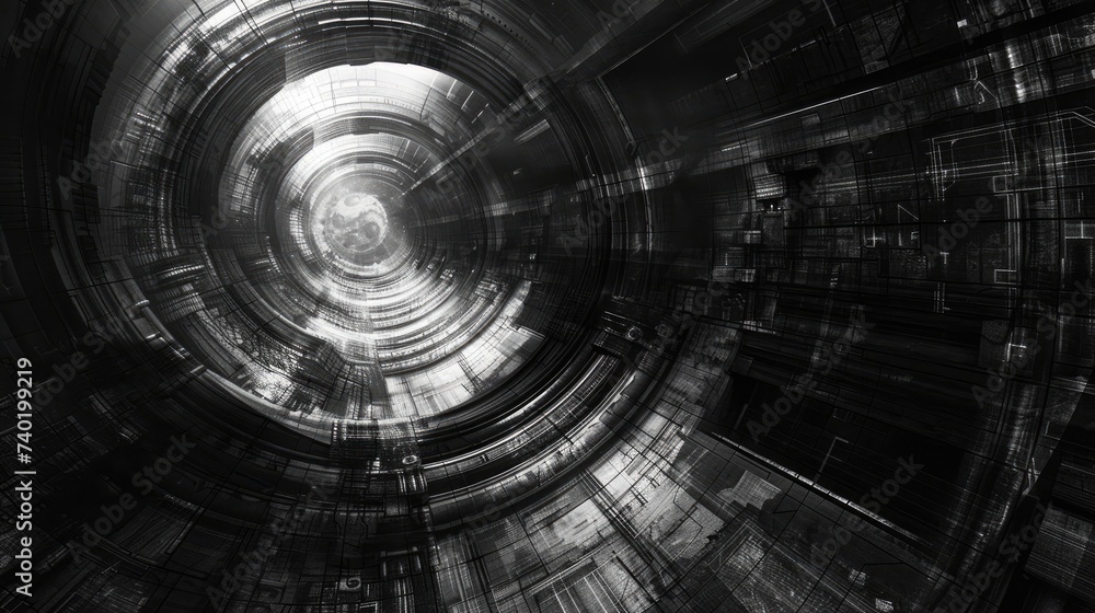 Dark gray background fog and light on floor. Mystical mist. dark room. The hypnotic geometric portal, combining straight and crooked lines, creates a feeling of incredible, game Dark gray background fog and light on floor. Mystical mist. dark room. The hypnotic geometric portal, combining straight and crooked lines, creates a feeling of incredible, game