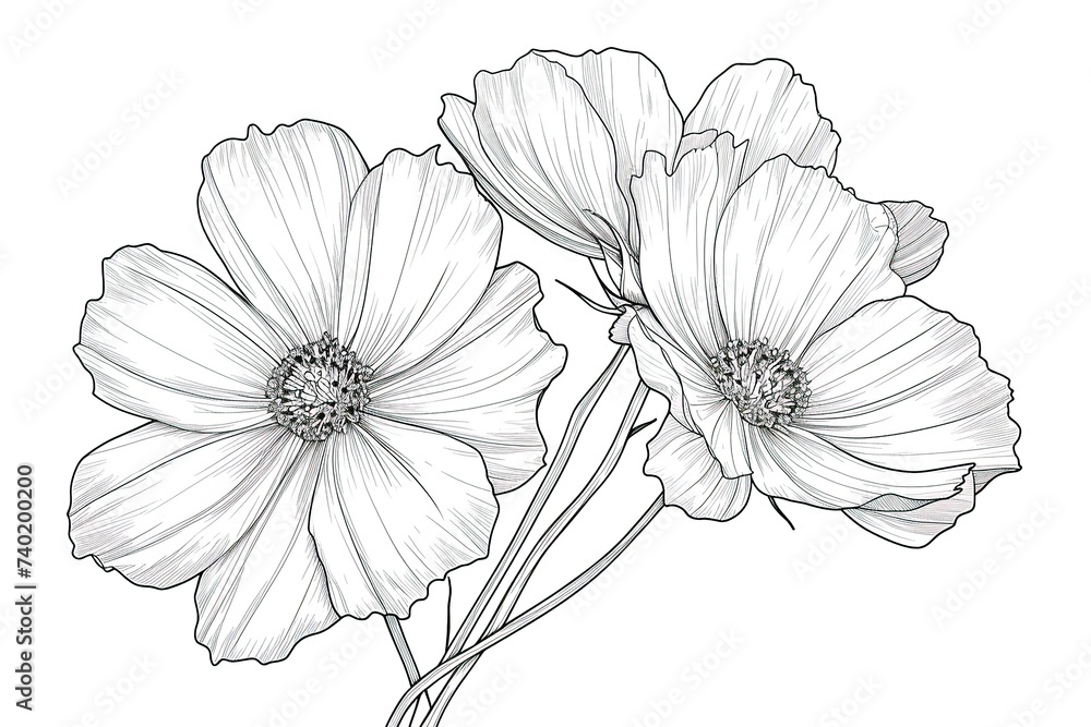 Coloring book flowers doodle style black outline. Coloring book flowers doodle style black outline.