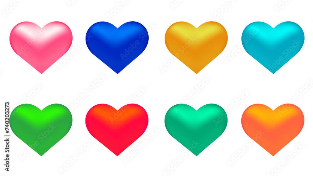 Set of heart 3d shapes Set of heart 3d shapes