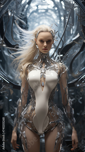a cybernetic woman with a beauty that transcends time and space Generative AI