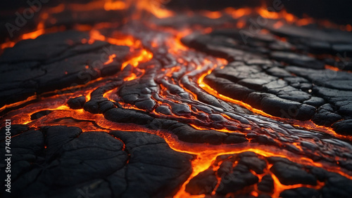 A close-up view of the molten magma vein