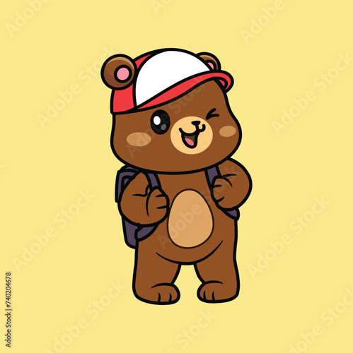Hanging bag bear logo, vector illustration 