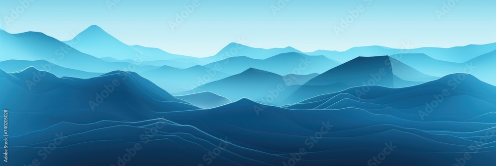 Mountain line art background, luxury Cyan wallpaper design for cover, invitation background