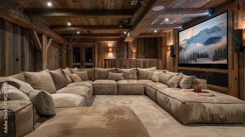 a cozy TV lounge with a plush sectional sofa, perfect for movie nights with friends and family