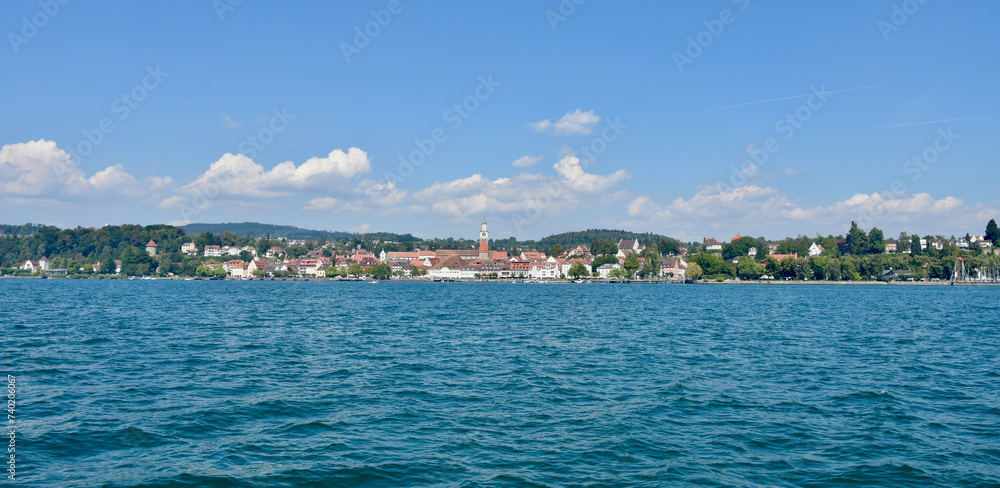 German Lakeside Village of Überlingen, Extra-Wide View from Lake Constance in Summer