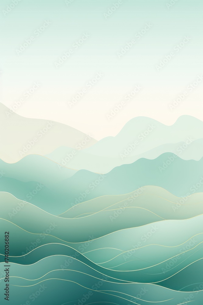 Mountain line art background, luxury Mint wallpaper design for cover, invitation background