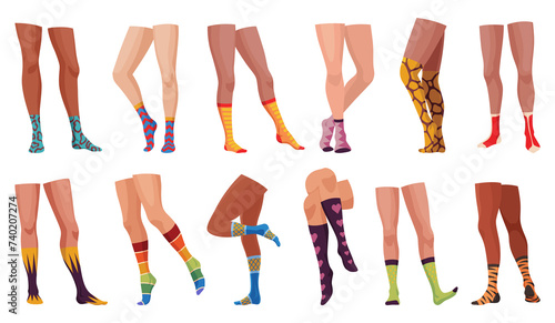 Εκτύπωση καμβά Woman fashion stocking, cartoon icon set