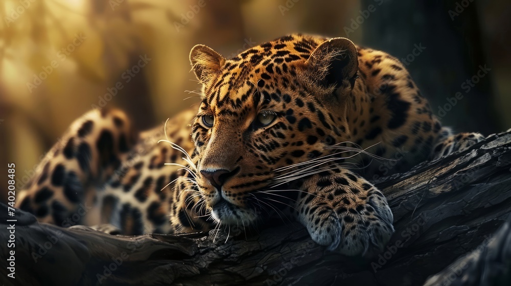 Obraz premium Leopard resting on the tree