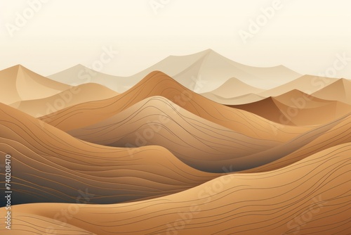 Mountain line art background, luxury Tan wallpaper design for cover, invitation background