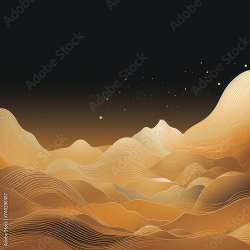 Mountain line art background, luxury Tan wallpaper design for cover, invitation background