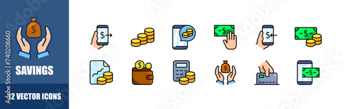 Payment icon set. Saving icons. Flat style. Vector icons