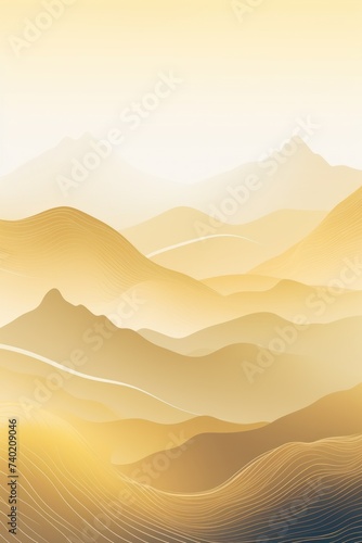 Mountain line art background  luxury Yellow wallpaper design for cover  invitation background