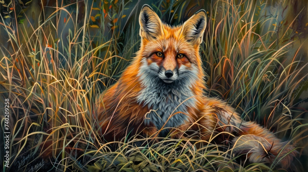 Red fox in the grass