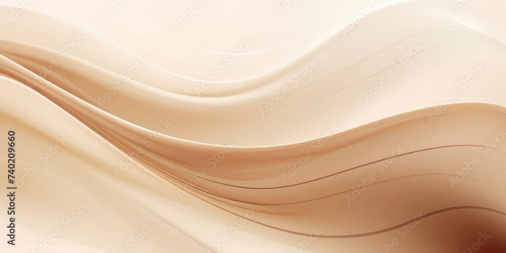 Moving designed horizontal banner with Beige. Dynamic curved lines with fluid flowing waves and curves - obrazy, fototapety, plakaty 