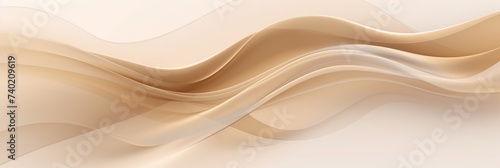 Moving designed horizontal banner with Beige. Dynamic curved lines with fluid flowing waves and curves