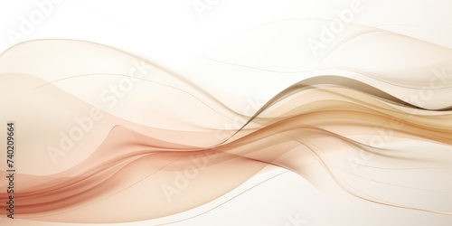 Moving designed horizontal banner with Beige. Dynamic curved lines with fluid flowing waves and curves