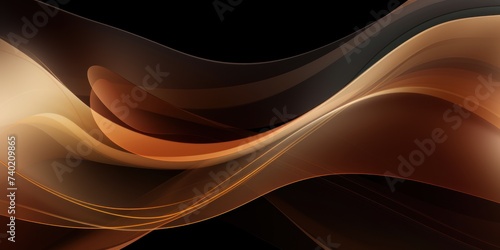Moving designed horizontal banner with Brown. Dynamic curved lines with fluid flowing waves and curves