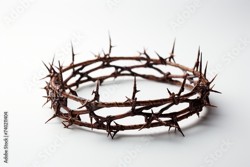 Crown of thorns on white background. photo