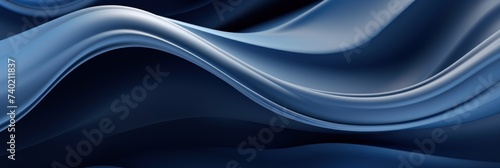 Moving designed horizontal banner with Navy Blue. Dynamic curved lines with fluid flowing waves