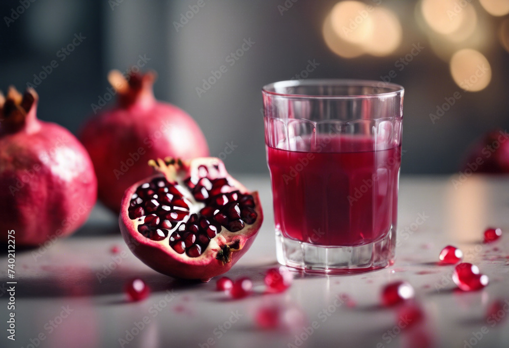 Illustration of pomegranate fruit and pomegranate juice Illustration of pomegranate fruit and pomegranate juice
