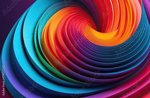 Multicolored abstract 3D modeling  curved volumetric lines background. Technology futuristic background.