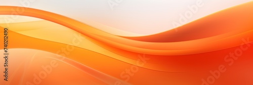 Moving designed horizontal banner with Orange. Dynamic curved lines with fluid flowing waves